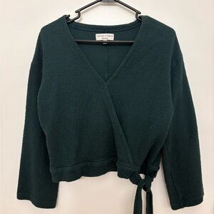 Madewell Texture & Thread Wrap Top Smokey Spruce color Women’s Sz S 100% Cotton